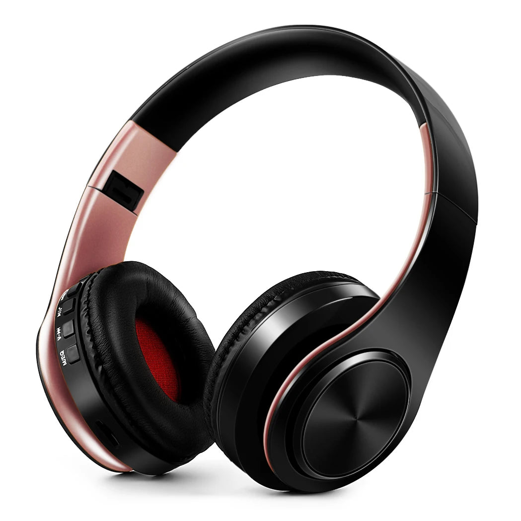 Stylish Gold Wireless Bluetooth Headphones with Built-In MIC - Perfect Gift for Men, Compatible with Android and iOS Devices