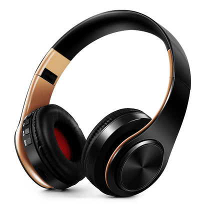 Stylish Gold Wireless Bluetooth Headphones with Built-In MIC - Perfect Gift for Men, Compatible with Android and iOS Devices